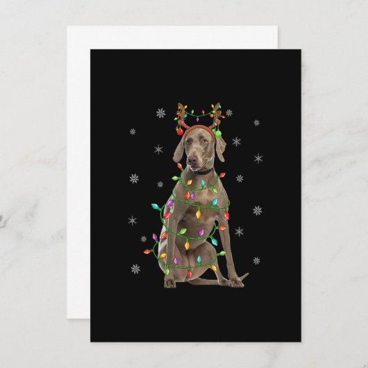 Invitation Weimaraner Chien Xmas Éclairage Reindeer Weimarane (Devant / Derrière)
