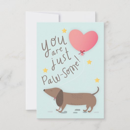 Invitation Weiner Dog & Balloon Valentine's Day Card (Devant)