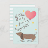 Invitation Weiner Dog & Balloon Valentine's Day Card (Devant / Derrière)