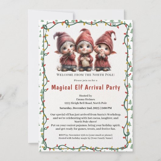 Invitation Welcome Elf Party | North Pole Arrival Celebration (Devant)