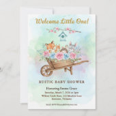 Invitation Welcome Little One Wheelbarrow Baby Shower (Devant)