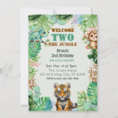Invitation Welcome TWO Jungle, Watercolor 2nd Birthday (Devant)