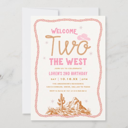 Invitation Welcome Two The West Cowgirl 2nd Birthday (Devant)
