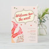 Invitation Welcome two the west cowgirl 2nd birthday  (Debout devant)