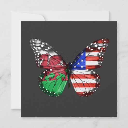 Invitation Welsh American Flag Butterfly (Devant)
