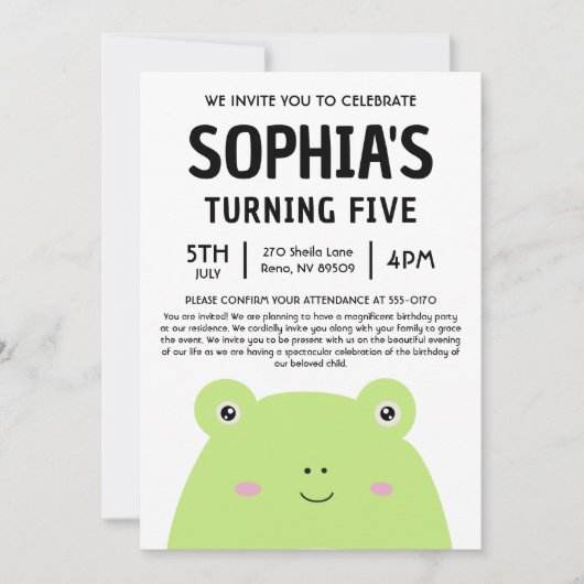 Invitation Wendy The Frog Squishmallow Birthday Party (Devant)