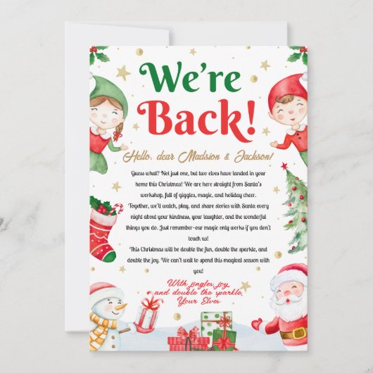 Invitation We're Back Elf Arrival Letter Elves Christmas (Devant)
