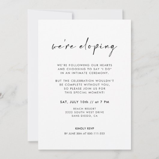 Invitation We're Eloping Modern Photo Wedding (Dos)
