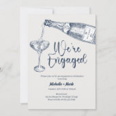 Invitation We're Engaged, Champagne Engagement, minimal (Devant)