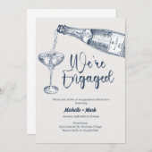 Invitation We're Engaged, Champagne Engagement, minimal (Devant / Derrière)