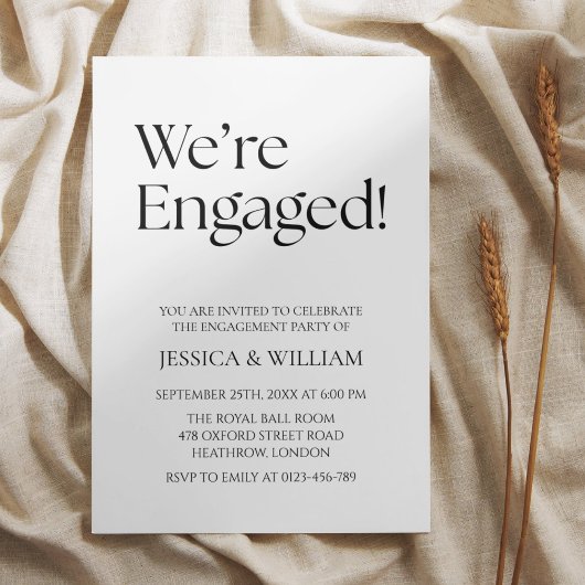 Invitation We're Engaged Minimalist Engagement Party