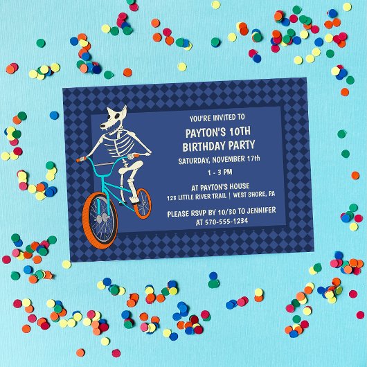 Invitation Werewolf Skeleton on a BMX Bike Horizontal Boys