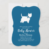 Invitation West Highland Terrier Chien Baby shower Blue Boy (Devant)
