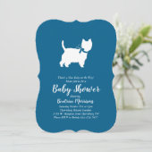 Invitation West Highland Terrier Chien Baby shower Blue Boy (Debout devant)