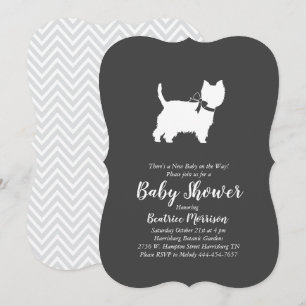 Invitation West Highland Terrier Chien Baby shower Westie