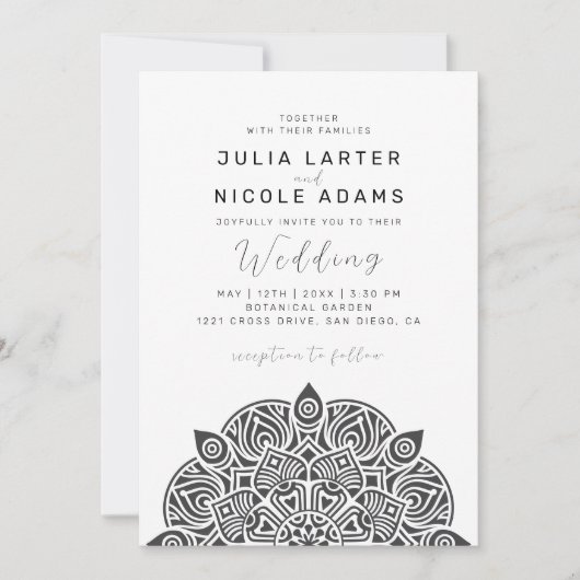 Invitation West Pacific Variant Oval Classic Mandala Wedding (Devant)