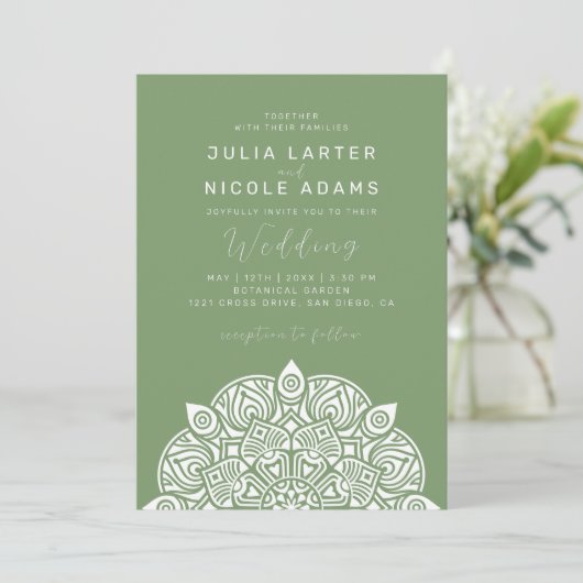 Invitation West Pacific Variant Oval Classic Mandala Wedding (Debout devant)