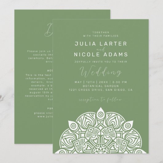 Invitation West Pacific Variant Oval Classic Mandala Wedding (Devant / Derrière)