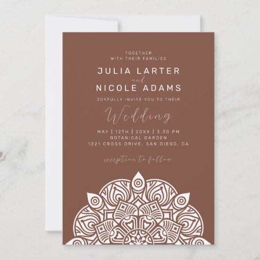 Invitation West Pacific Variant Oval Classic Mandala Wedding (Devant)