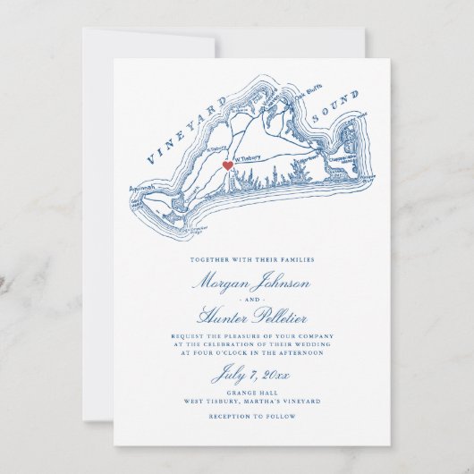 Invitation West Tisbury MA All-in-One Blue QR Code Mariage (Devant)