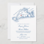 Invitation West Tisbury MA Code QR Bleu Tout-en-un Mariage (Devant)