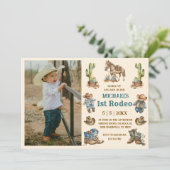Invitation western 1er rodéo garçon photo d'anniversaire (Debout devant)