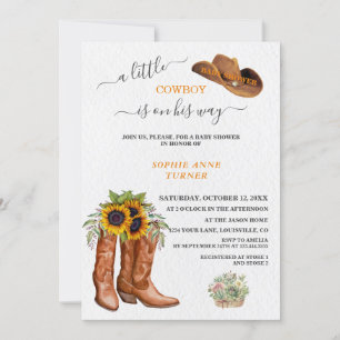 Invitation Western A Little Cowboy Boots Baby shower