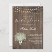 Invitation Western Baby's Breath Rustic Wood Fête des mariées (Devant)