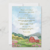 Invitation Western Barn Rustic Countryside QR Code Wedding (Devant)