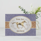 Invitation Western Belt Et Buckle Sur Denim Votre Sont Invité (Debout devant)