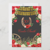 Invitation Western Black and Red Rose Mis Quince (Dos)