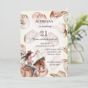 Invitation Western Black Hair Cowgirl Casquettes Anniversaire