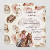 Invitation Western Blond Cowgirl Casquette Anniversaire (Devant / Derrière)