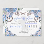 Invitation Western Blue Charro Quinceañera Enregistrer La Dat (Devant / Derrière)