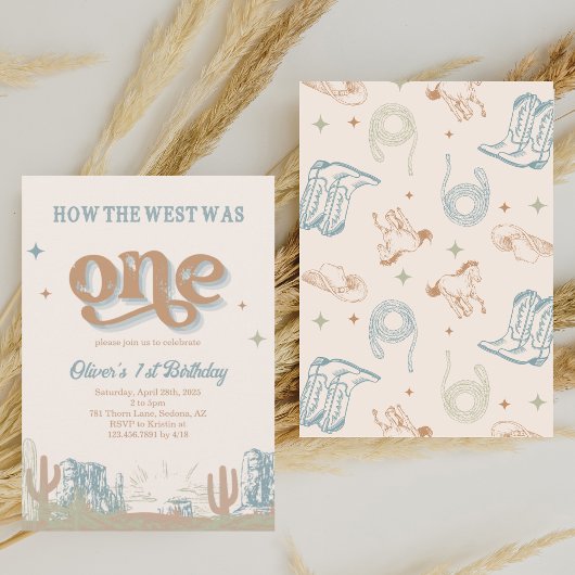 Invitation Western Blue Cowboy Premier anniversaire