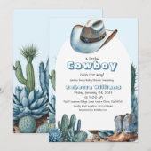 Invitation Western Blue Little Cowboy Rodeo Boy Baby shower (Devant / Derrière)