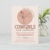 Invitation Western Blush Cowgirls et Cocktails Bachelorette (Debout devant)