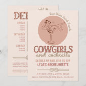 Invitation Western Blush Cowgirls et Cocktails Bachelorette (Devant / Derrière)