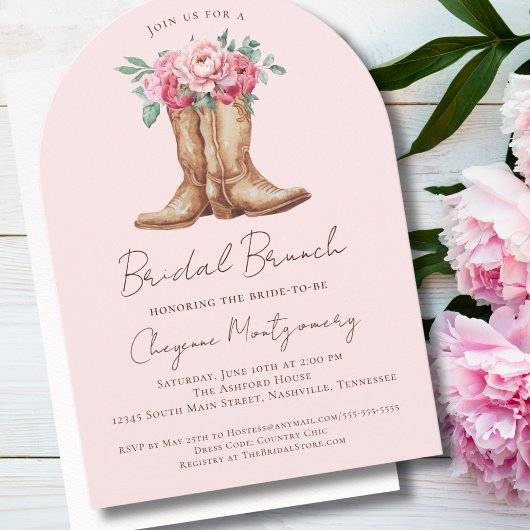 Invitation Western Boho Bridal Brunch Blush Pink Floral
