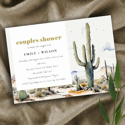 Invitation Western Boho Cactus Désert Paysage Couples Douche