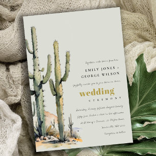 Invitation Western Boho Cactus Désert Sage Green Mariage