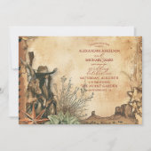 Invitation Western Boho Cactus Mariage du paysage du désert (Devant)