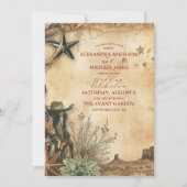 Invitation Western Boho Cactus Mariage du paysage du désert (Devant)