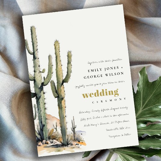 Invitation Western Boho Cactus Mariage du paysage du désert
