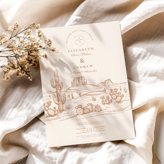 Invitation Western Boho Cactus Mariage du paysage du désert