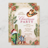 Invitation Western Boho Desert Cactus Cowboy Noël Party (Devant / Derrière)