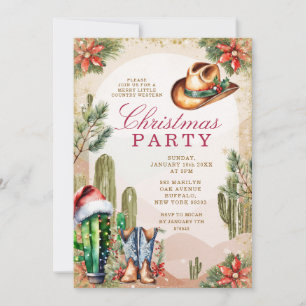 Invitation Western Boho Desert Cactus Cowboy Noël Party