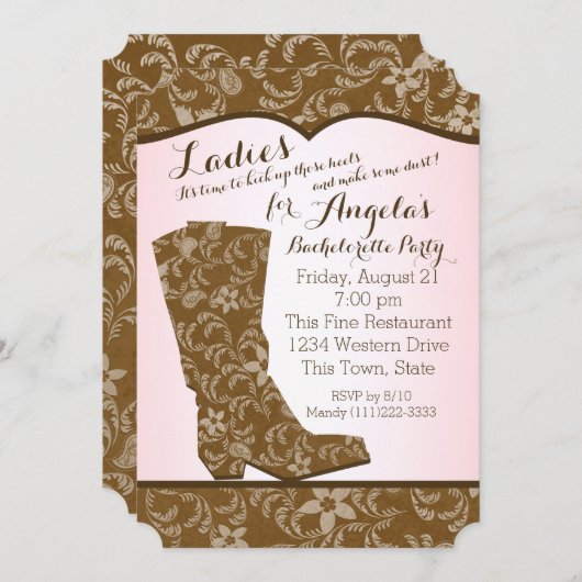 Invitation Western Boot (Devant / Derrière)