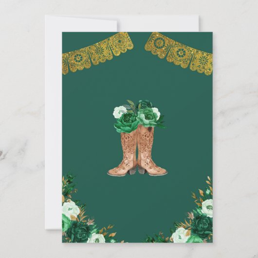 Invitation Western Boot espagnol Emerald Green Quinceañera (Dos)