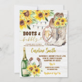 Invitation Western Boots et Bubby Sunflower Shower de Mariage (Devant)